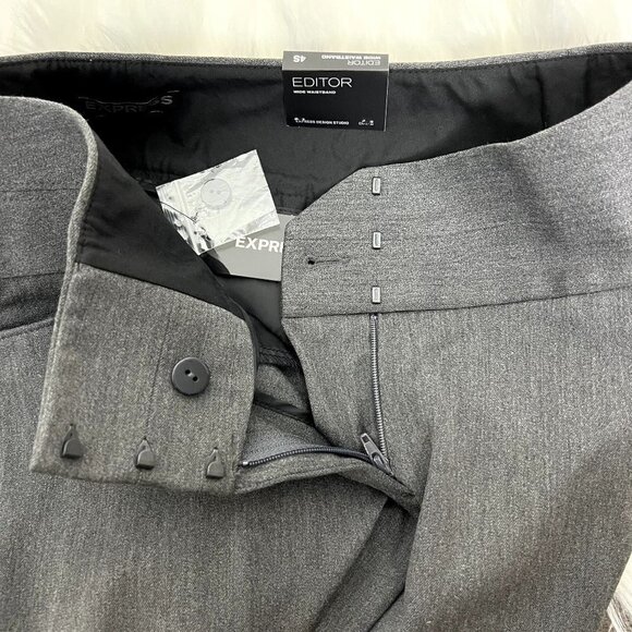 Express Editor Gray Flare Dress Pants Trousers Career Womens Petite Short 4S 4P - Picture 4 of 9